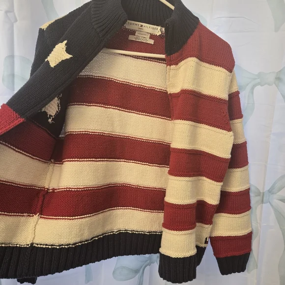 Vintage Tommy Hilfiger Zip-Up American Flag Cardigan Ralph-lauren-style July 4th - Picture 8 of 8
